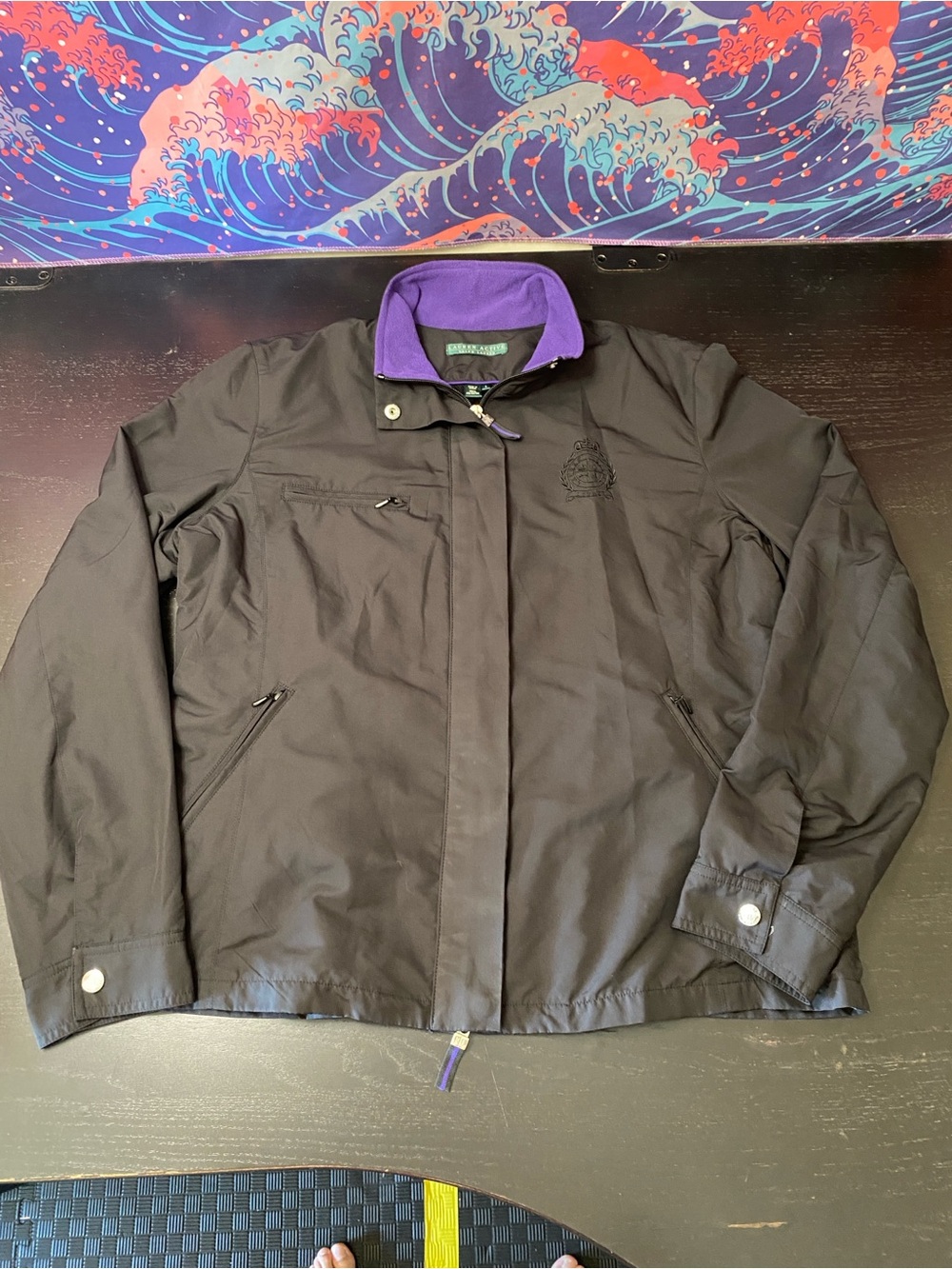Ralph Lauren Black Lightweight Jacket with Purple Collar